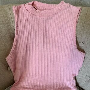 Pink Ribbed Sleeveless Top